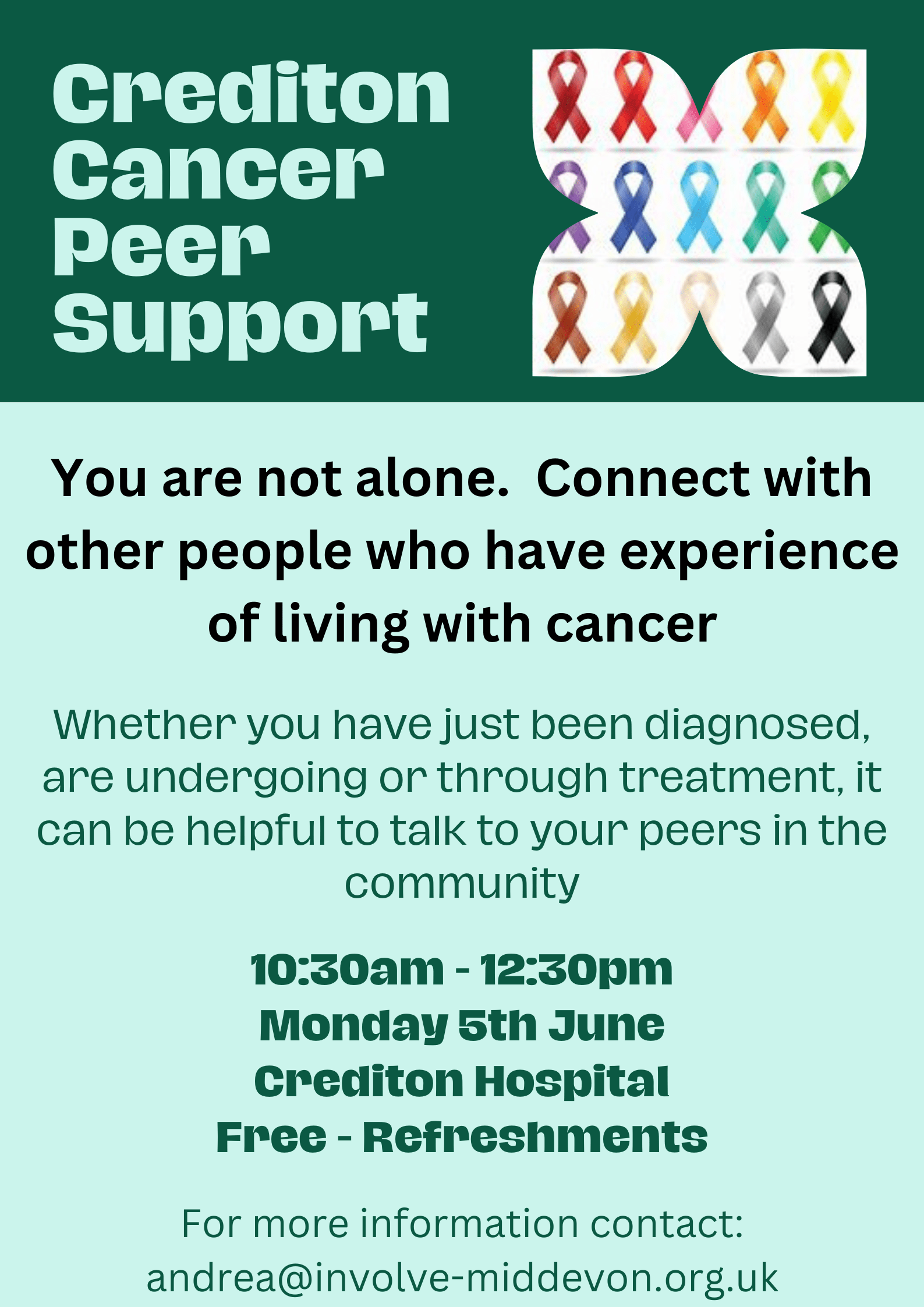 NEW: Crediton Cancer Peer Support • Involve